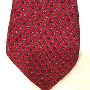 Jos A Bank Red w/small floral 100% Silk Tie